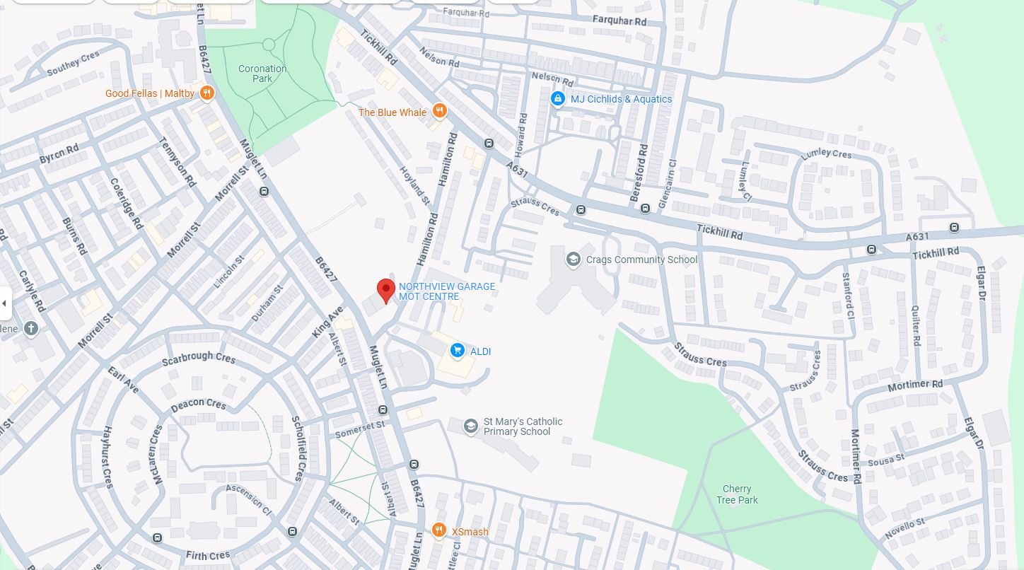 Map showing location of Northview Garage in Rotherham