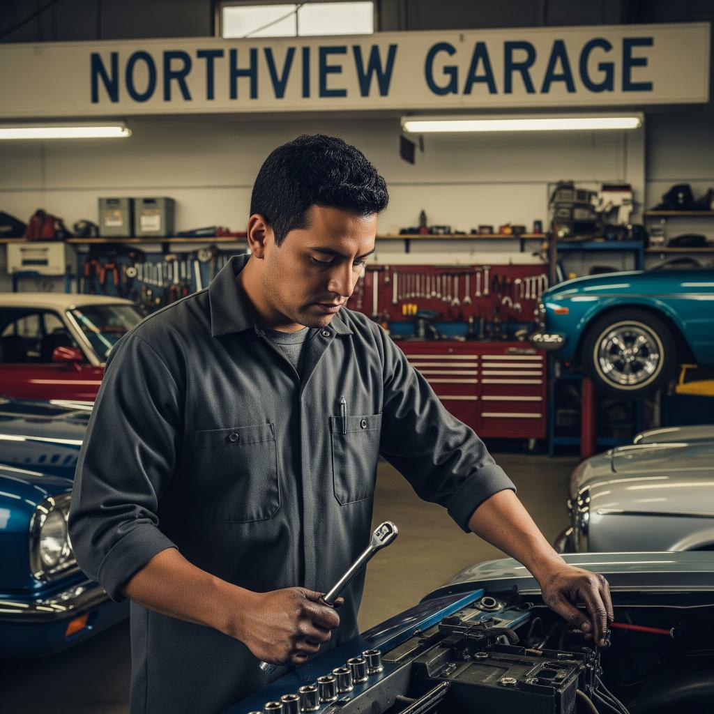 Mechanic performing vehicle repairs