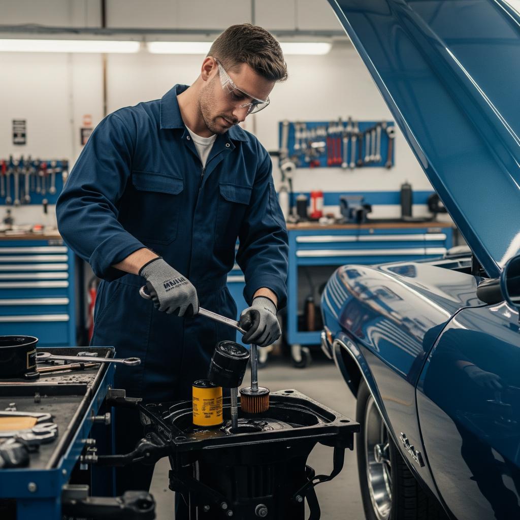 Car undergoing general servicing